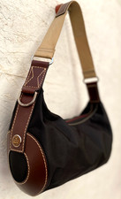 * Lancel * sac à main en cuir et toile bag à saisir