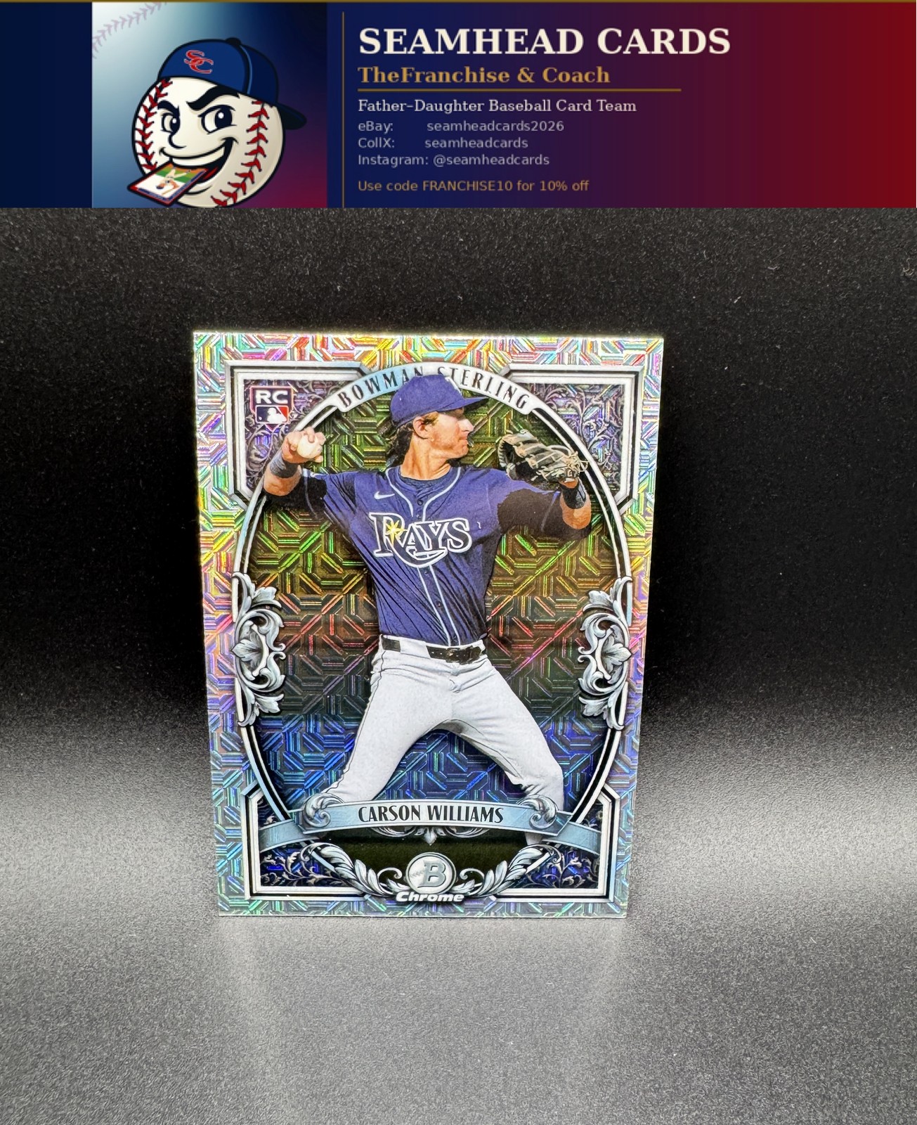 2026 Bowman Sterling Chrome Mojo RC Carson Williams #BST-15 Rays SS