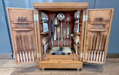 WMF Flatware 105 Piece Set Art Nouveau Style - Germany w/ Box 24''x 22''x 12''