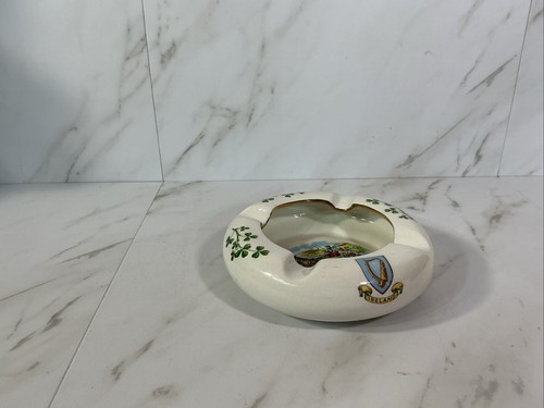 Cenicero de porcelana Arklow vintage ~ República de Irlanda ~ arpa escénica tréboles - Imagen 15 de 18