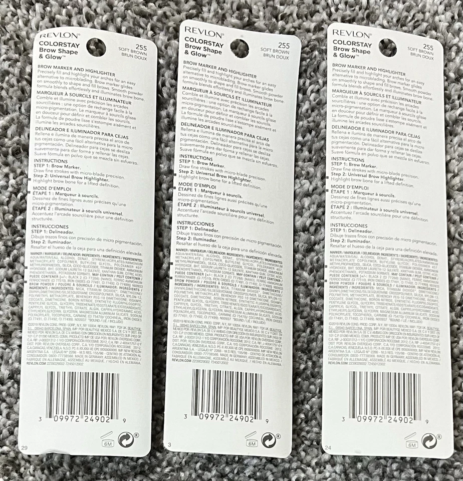 Pack of 3 Revlon Colorstay Shape & Glow Eye Brow Marker and High, Soft Brown 255 - Image 2 of 2