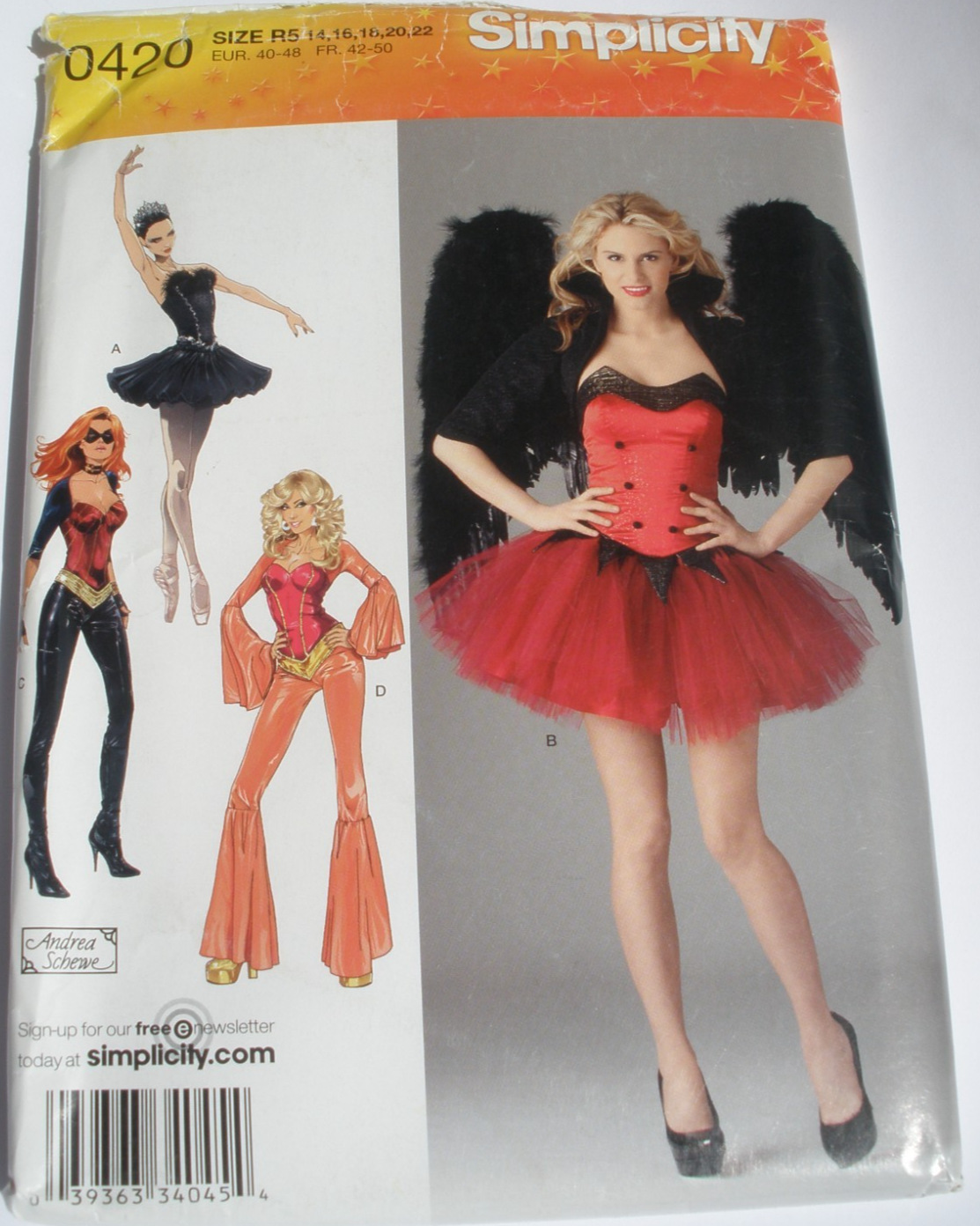 Simplicity 0420 Size 14-22 Costume Cosplay Tutu Corset Pants Black Swan ...