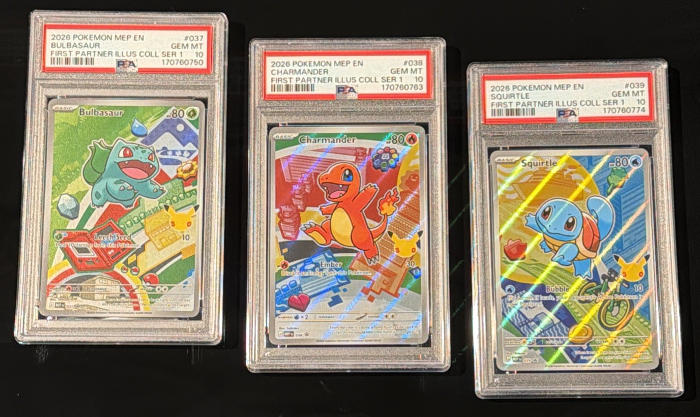 2026 Pokemon First Partner Kanto Starters PSA 10 3-Card NONSequential Series 1