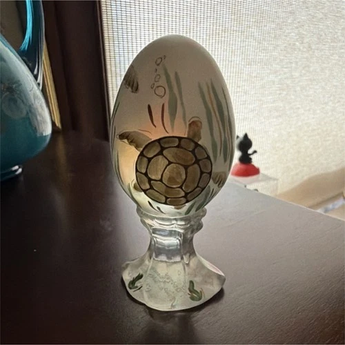 Fenton Hand Painted Frosted Glass Turtle Figurine Signed Limited Edition
