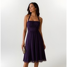 Alfred Angelo Purple Halter Chiffon Dress 6 Y2K Prom Bridesmaid Formal