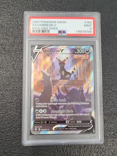 Pokemon Evolving Skies Umbreon V 189/203 Alternative Art Alt Holo Foil PSA 9