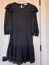 Universal Thread XS charcoal gray eyelet ruffled a-line dress with pockets