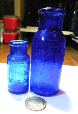 TWO MEDICINE EMBOSSED, BROMO SELTZER EMERSON DRUG CO, BALTIMORE
