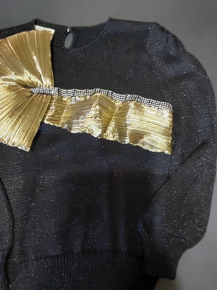 LIDO NEW YORK WOMEN'S MEDIUM SWEATER BLACK SEQUIN - Image 3 of 4