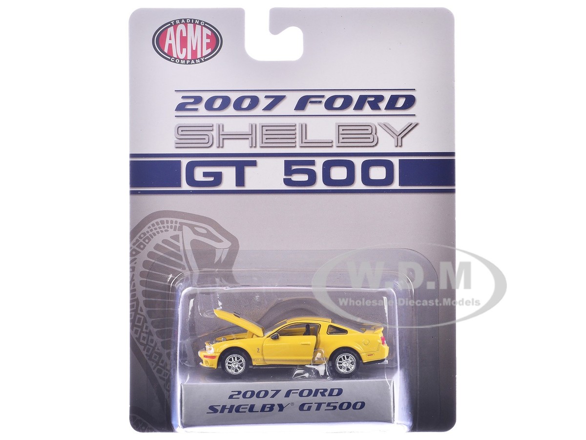 2007 FORD SHELBY GT500 YELLOW 1/64 DIECAST MODEL CAR BY ACME