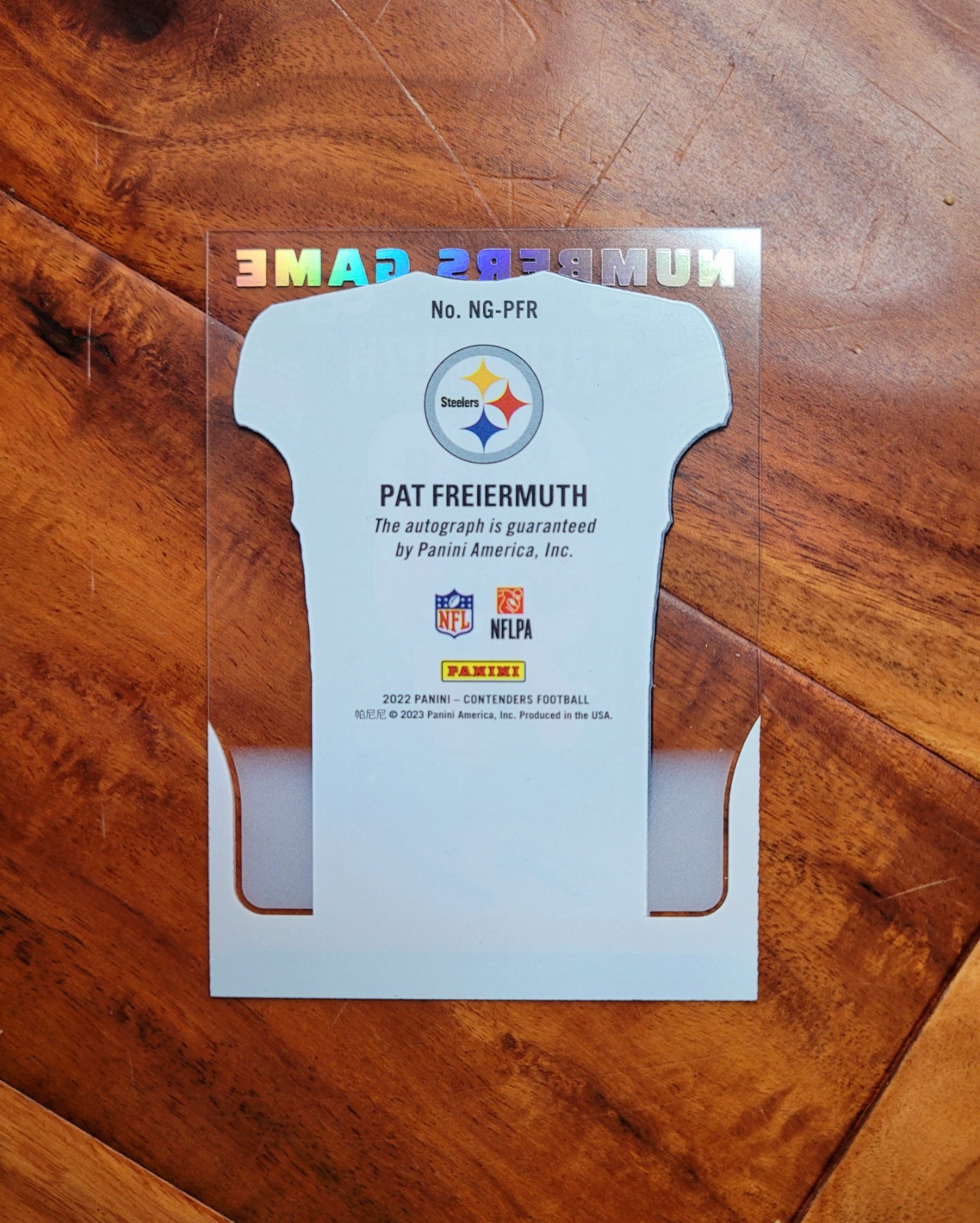 Pat Freiermuth 2022 Panini Contenders Auto Autograph Numbers Game #NG-PFR view 2