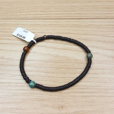MONOTYPE Jonathan Meizler Bracelet Black Beaded Stretch Green Accent CLAY $125
