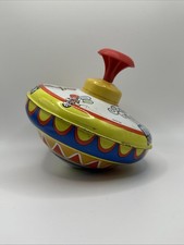 Vintage Ohio Art Tin Metal Toy Circus Animals Spinning Top