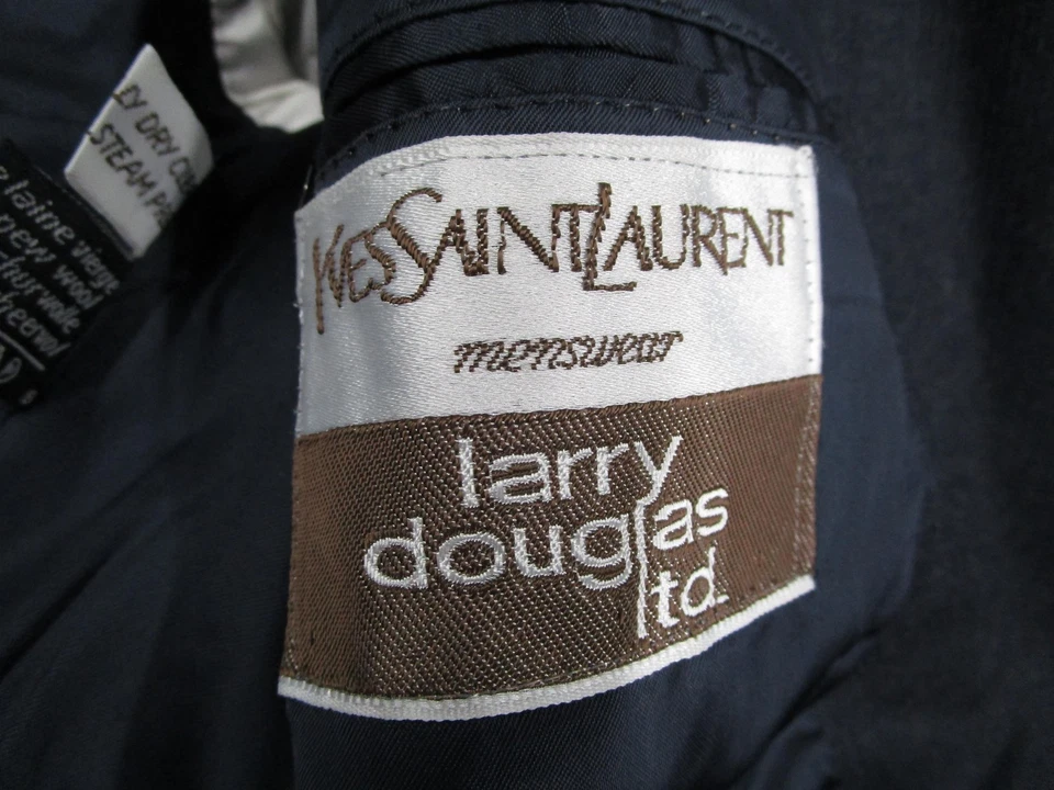 Blazer Yves Saint Laurent Para Hombre 40 Azul Espiga Doble Pecho Lana Francia Foto 2 de 4