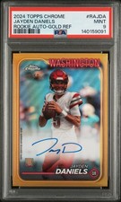 2024 TOPPS CHROME ROOKIE AUTO VARIATIONS GOLD REF JAYDEN DANIELS 50/50 PSA 9