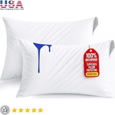 Waterproof Pillow Encasement Zippered Cases Bed Bug Dust Mite Proof Pack of 2 US