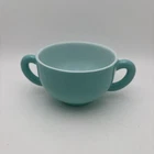 Vintage Hazel Atlas Crinoline Ripple Turquoise Blue Open Sugar Bowl