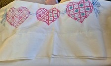 single Homemade handmade Pillowcase. Hearts. Hearts. embroidered