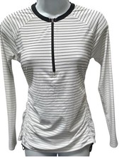 New $60 Calia 1/4 Zip UV Active Top S Striped Long Sleeve Ruched Long Sleeve NWT