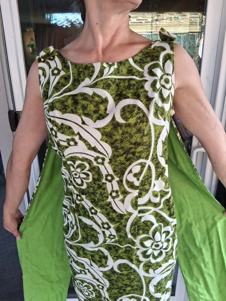 Vestido Mildreds Of Hawaii verde vintage años 60, floral personalizado formal 8-10 Foto 2 de 4