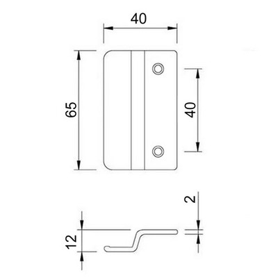 FH-Flat-Balkontürgriff - extrem-flach - 65x40x13 mm - Lochabstand-40 mm