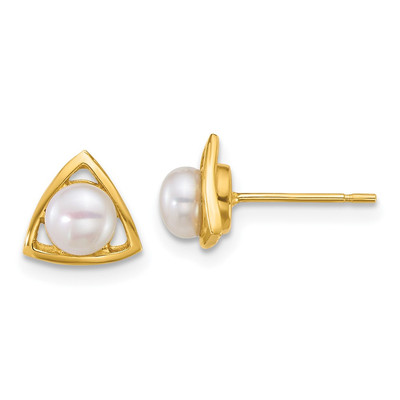 Dreieck Ohrstecker 14 Karat Gelbgold 4-5 mm Knopf Süßwasser Zuchtperlen