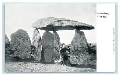POSTCARD Pentre Ifan Cromlech Nevern UK Wales Neolithic Dolmen Small Girl