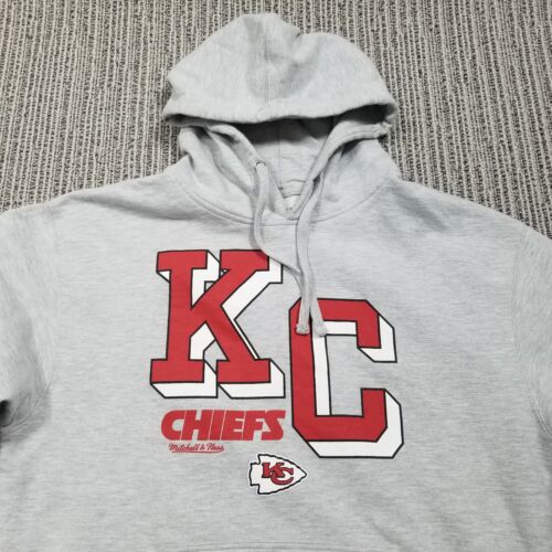 Mitchell & Ness KANSAS CITY CHIEFS Hoodie Sweatshirt - L Gray - Block Letters - Picture 1 of 8