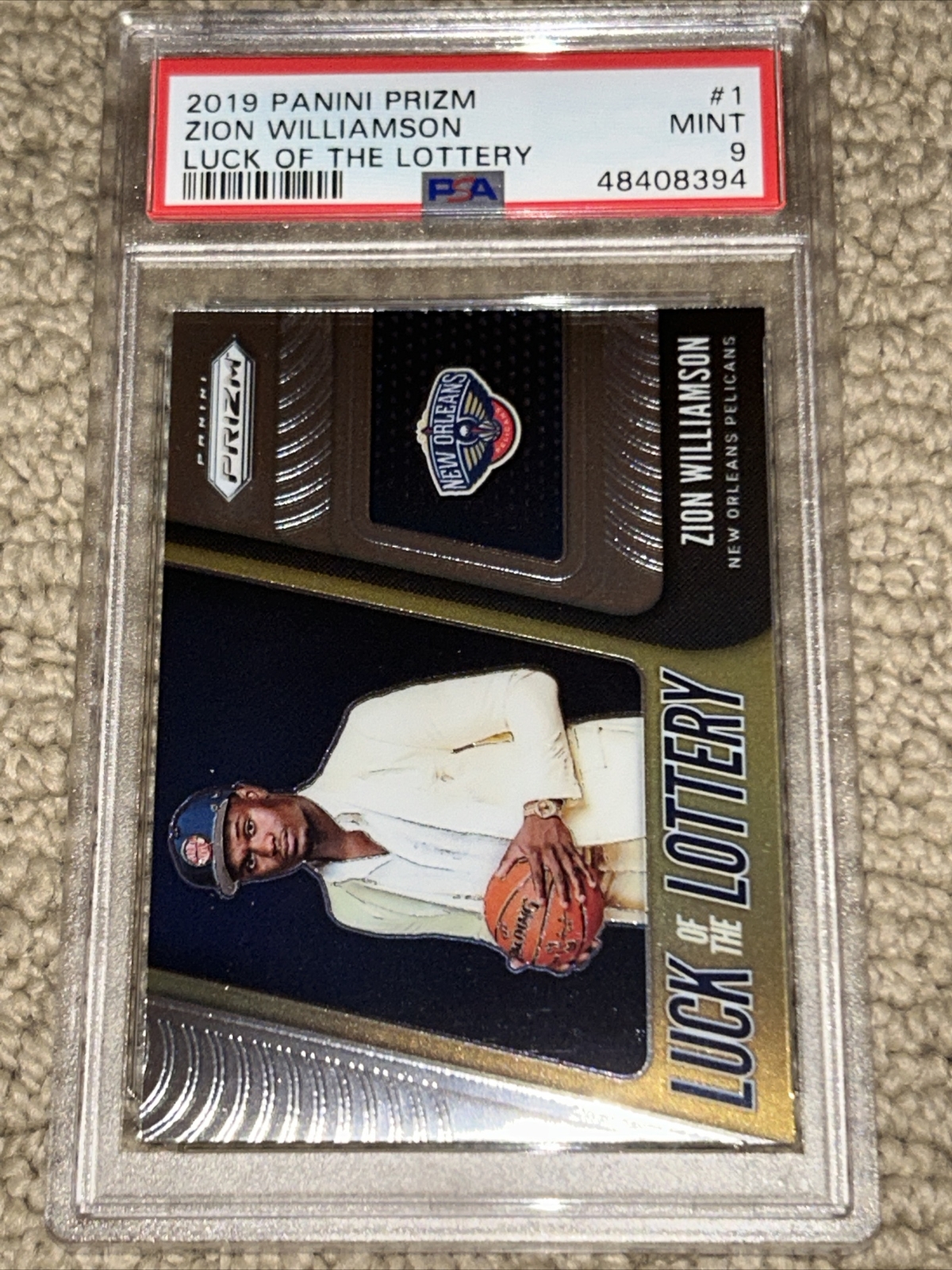 Zion Williamson 2019 Panini Prizm Luck Of Lottery PSA 9 Card