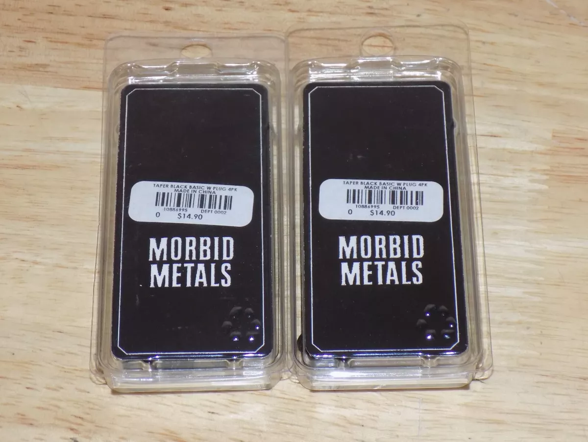2 PACK Morbid Metals 0g Taper Black Basic with Plug 4ct each earring