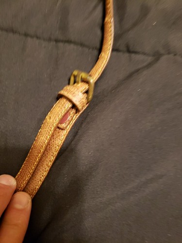 Borsa a mano Liz Claiborne marrone medio rosso scuro vera pelle logo cinturino vintage - Foto 5 di 16