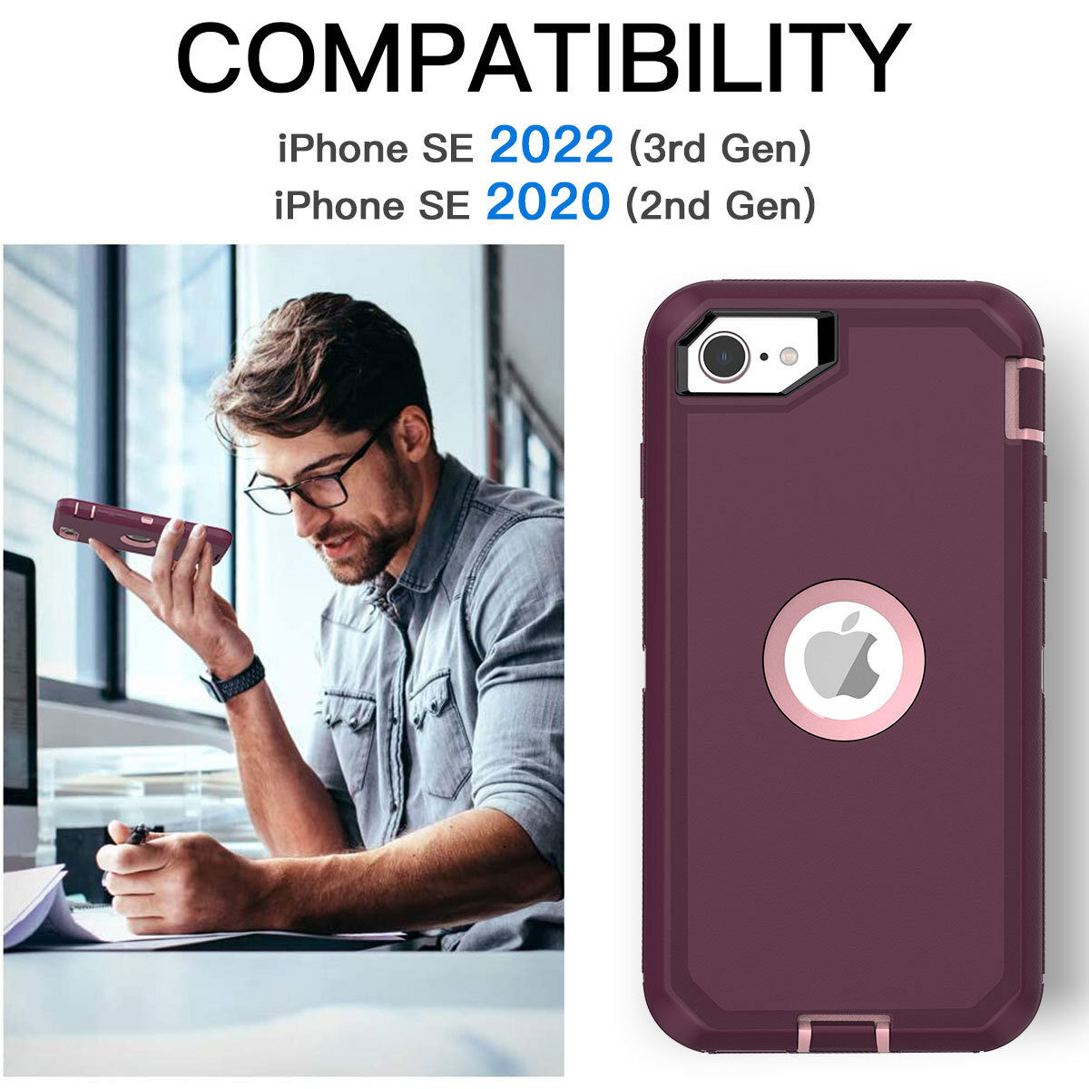 Lanhiem Cover IPhone SE 2022,Cover Antiurto IPhone 7/8/SE 2020 - Foto 7