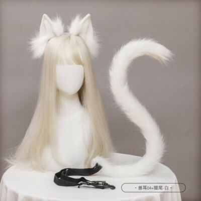 Cat Ears Cat Tail Cosplay Jewelry Hand-Made Simulation Animal Ears Headband Tail