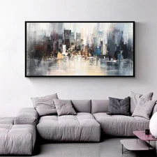 Hand Painted Original Cityscape Oil Painting Canvas  Knife Painted Abstract