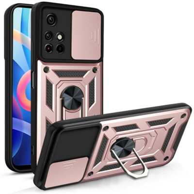 For Xiaomi Mi 11T Redmi Note 11 10 Pro Slide Camera Ring Holder Hard Case Cover
