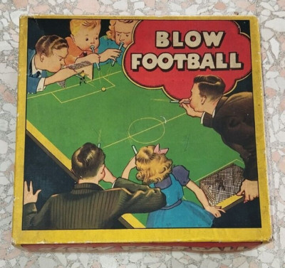50'S - BLOW FOOTBALL - SPIEL IN OVP - 5 HOLZSTROHHALME