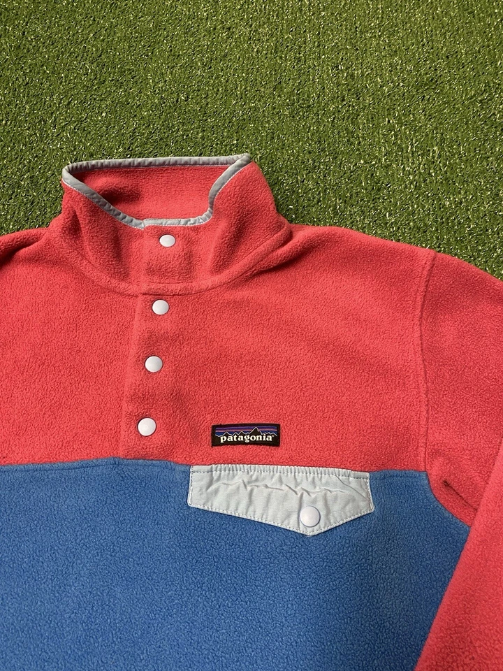 Patagonia Synchilla Women's Size Medium Snap T Fleece Pink/Blue MARKED Outdoor - Image 4 of 4