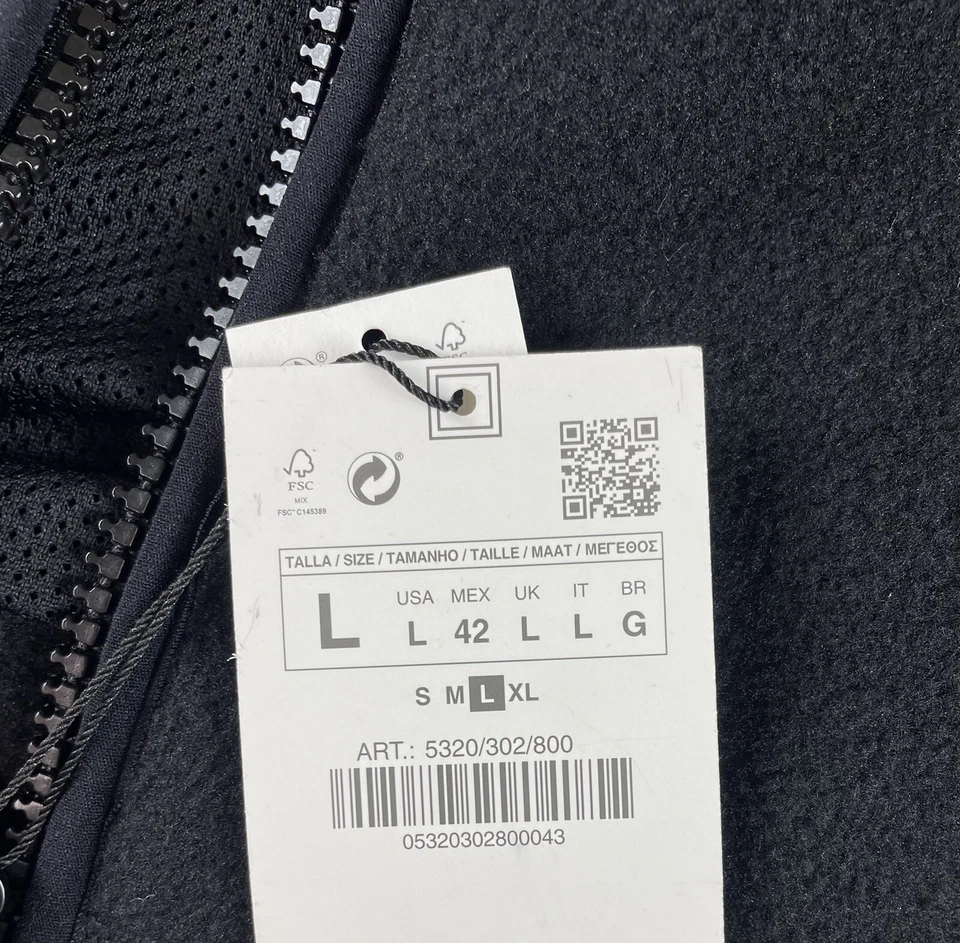 Chaqueta polar cremallera completa negra talla grande ZARA NUEVA CON ETIQUETAS para hombre Foto 4 de 4