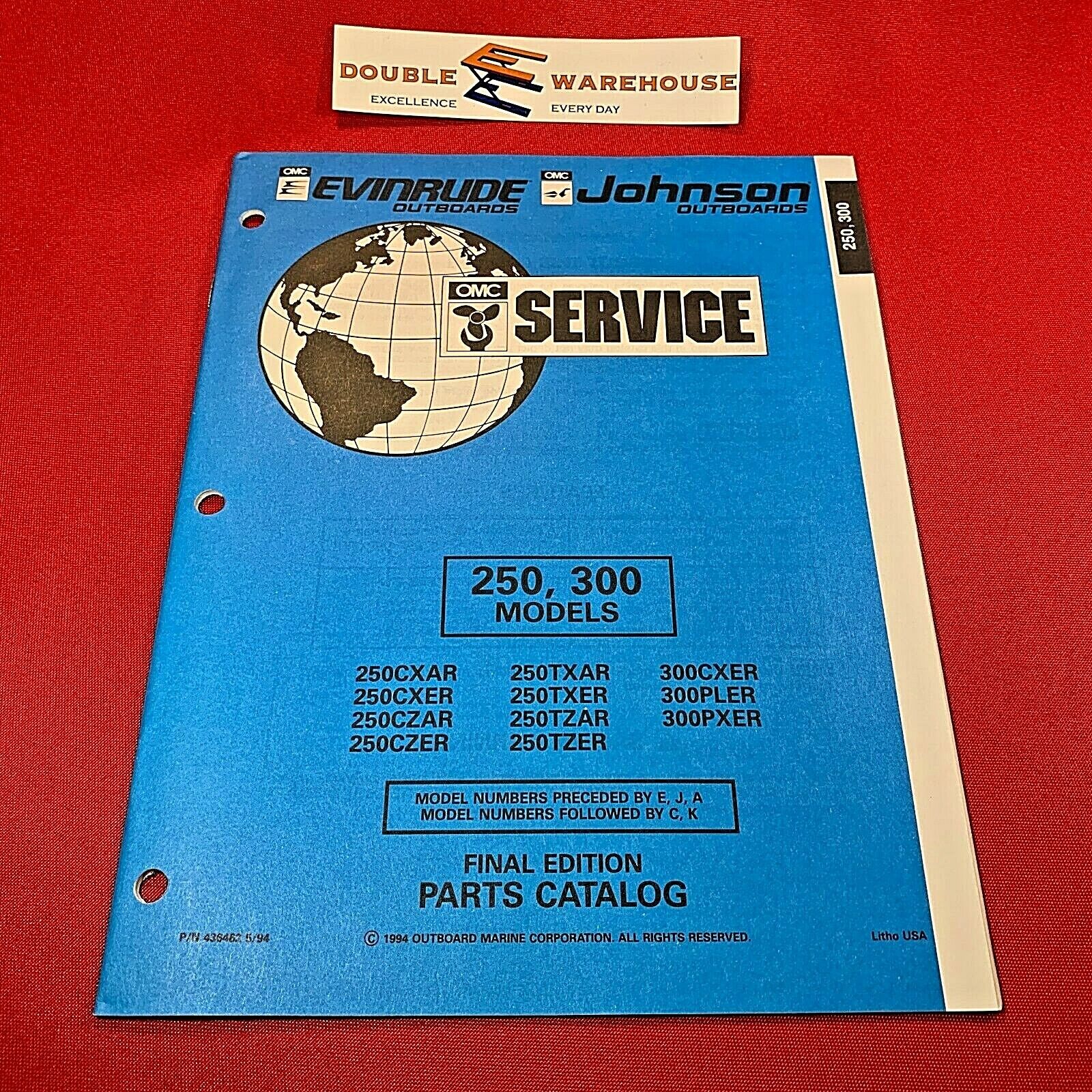 Choice 1994 OMC Evinrude Johnson 250 300 436 Models Large special price !! Parts Catalog Final