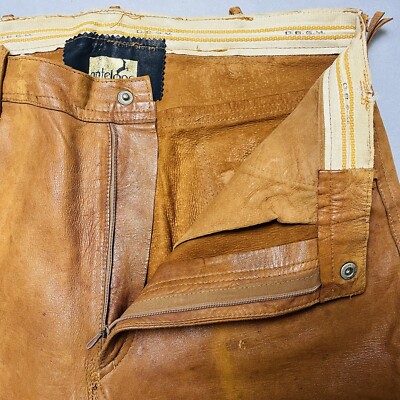 Vintage 70s Antelope Soft Leather Pants Hippie Boho Brown Bell