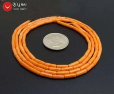 Thick Slice 3*9mm Natural Orange Coral Beads for Jewelry Making Loose Strand 15“