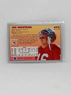 1993 Fleer Joe Montana #475 Kansas City Chiefs | eBay Joe Montana #475 1993 Fleer display picture 1