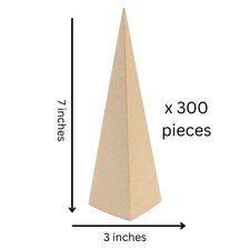 Paper Mache Triangle Craft Cones Bulk Set-7 x 3 Inches Open Bottom (300 Pieces)