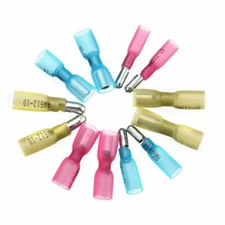 50/200pc Heat Shrink Bullet Wire Connectors 22-16AWG Male Female Crimp Terminals
