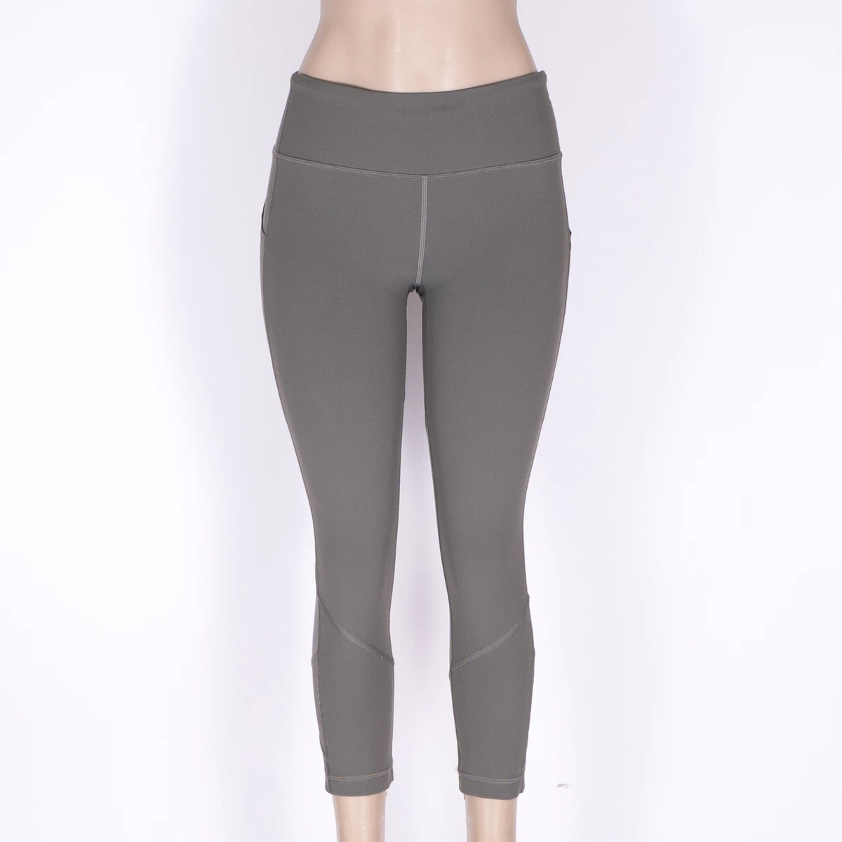 Lululemon Gray Low Rise Phone Pocket Mesh Panel Cropped Leggings