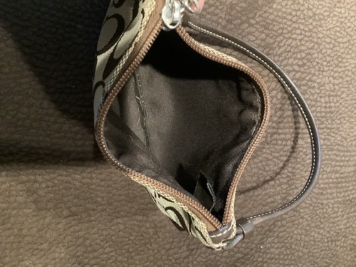 Coach Wristlet Bag Wallet + Charm 5X4 Brown Tan Original Style Handbag Small - Picture 6 of 11