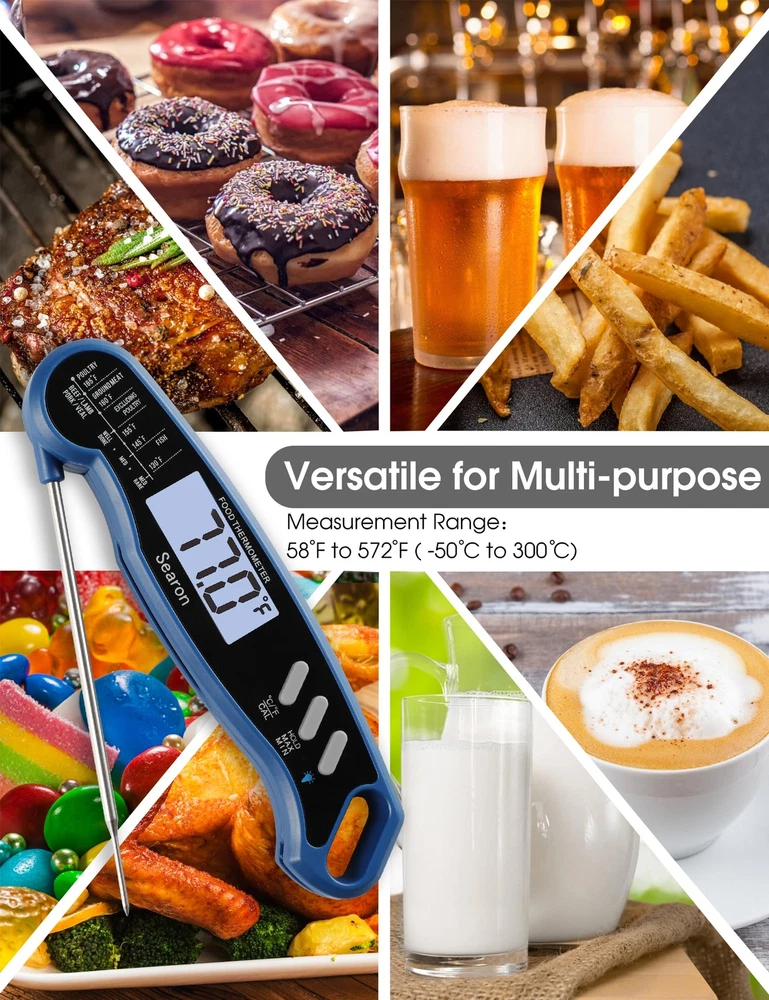 Meat Thermometer,Calibration Feature Digital Food Thermometer with Instant Re...