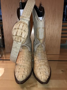 white crocodile booties