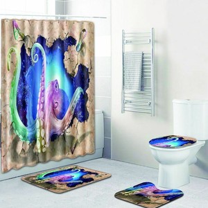 Octopus Shower Curtain Ocean Animal Cloth Fabric Bathroom Decor Bath Toilet Rugs Ebay