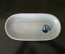 RARE 1955  WALLACE CHINA BLUE RELISH TRAY AFTABA COFFEE POT RESTAURANT WARE